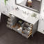 Meuble-lavabo gris l 60 po x P 22 po avec comptoir en quartz de Carrare blanc et lavabo en porcelaine encastré Minnich
