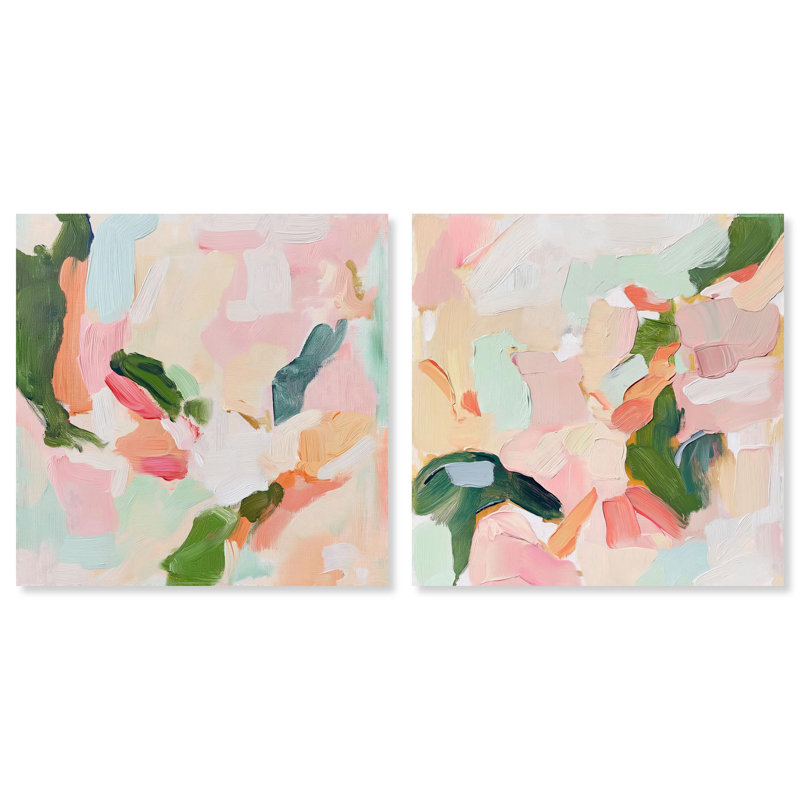 «Blush Boho», reproduction d'art sur toile, art abstrait pastel, Toile tendue avec châssis, H 20 po x l 20 po