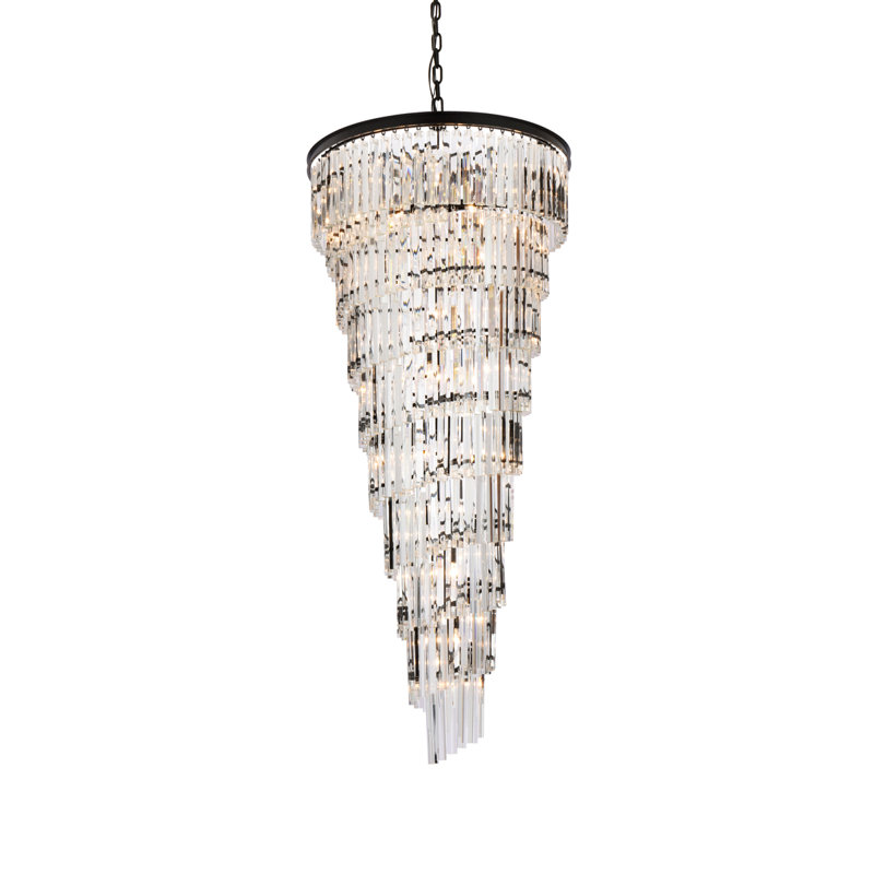 Lustre gradué en cristal à 35 lumières Dahlonega, Noir mat