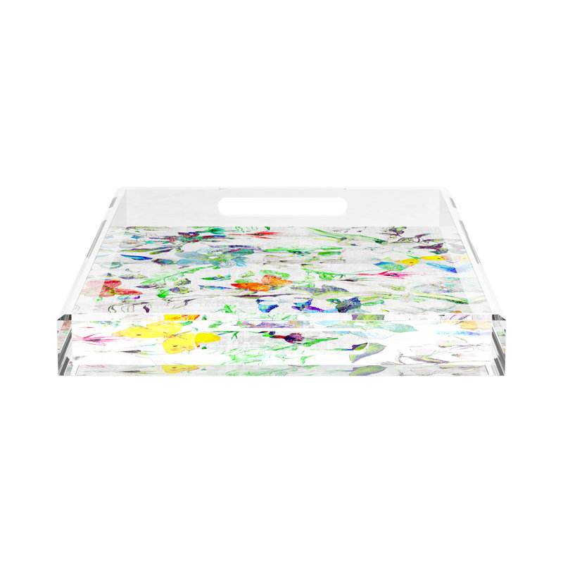 Garden Fantasia Acrylic Rectangle Decorative Tray, 22"W x 14.5"D x 2”H