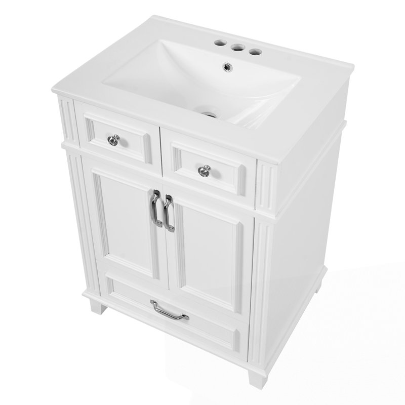 Meuble-lavabo 24 po avec lavabo en céramique, Blanc