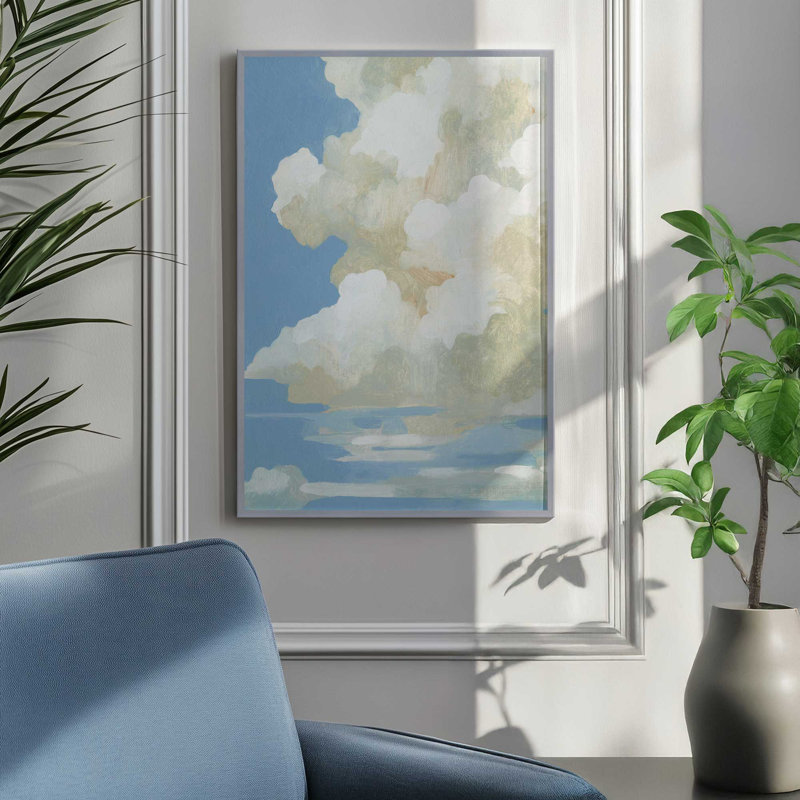 Calm Clouds in the Breeze I, 21.25" H x 17.25" W, Open Corner Framed, Polished Gold