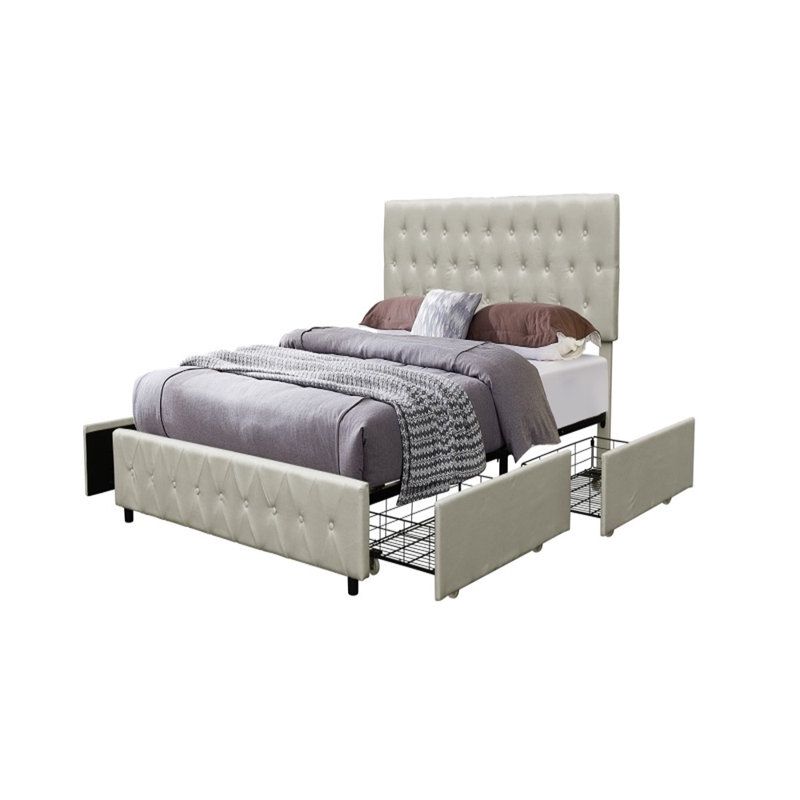 Lit plateforme avec rangement Amias, beige, Simple