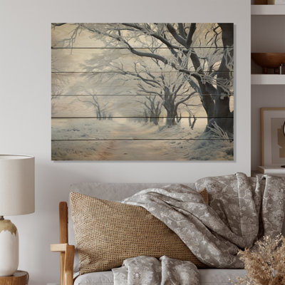 Hiver givré, impression sur bois