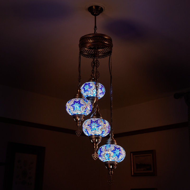 Karlie 4 - Light Cluster Globe Pendant, Blue
