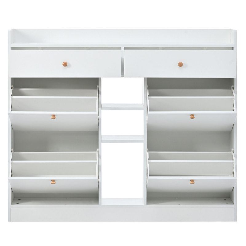 Modern Entryway Shoe Cabinet, White