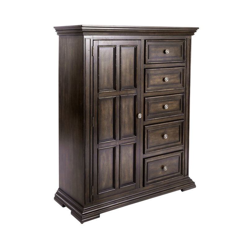 Temple Cloud 5 Drawer Door Chest w/ Adjustable Shelves, Brown