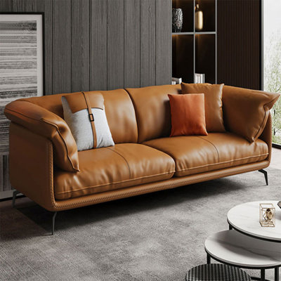 Orange Genuine Leather Standard Sofa cushion Loveseat