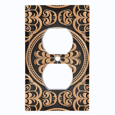 Couvercle de plaque d'interrupteur en métal; Bascule à 4 bandes US standard - image imprimée d'un emblème floral baroque
