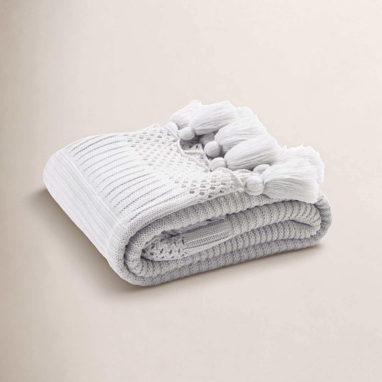 Shafira Knit Throw Blanket, Light Gray