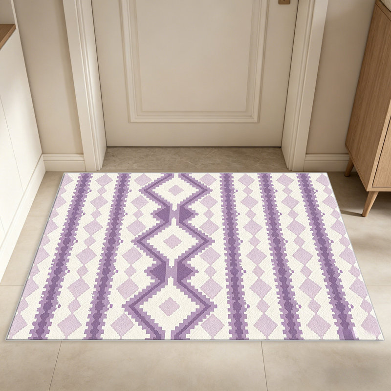 Lavender Vertical Kilim Stripe carpet-easy to clean, machine-washable, soft and comfortable; suitable for door mats, kitchens, living rooms, bedrooms, corridors, and laundry areas. Easy to clean, durable carpet for home decoration.