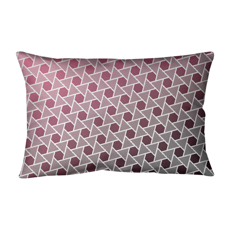 Coussin Hexagons and Triangles, 14 po x 20 po, Pas de bourre, Noir / Rose