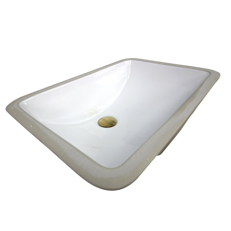 Lavabo de salle de bain rectangulaire encastré en porcelaine vitreuse avec trop-plein Great Point, Blanc
