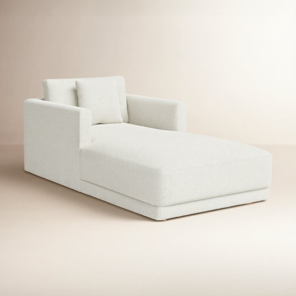Vervino Upholstered Chaise Lounge, Oyster Boucle