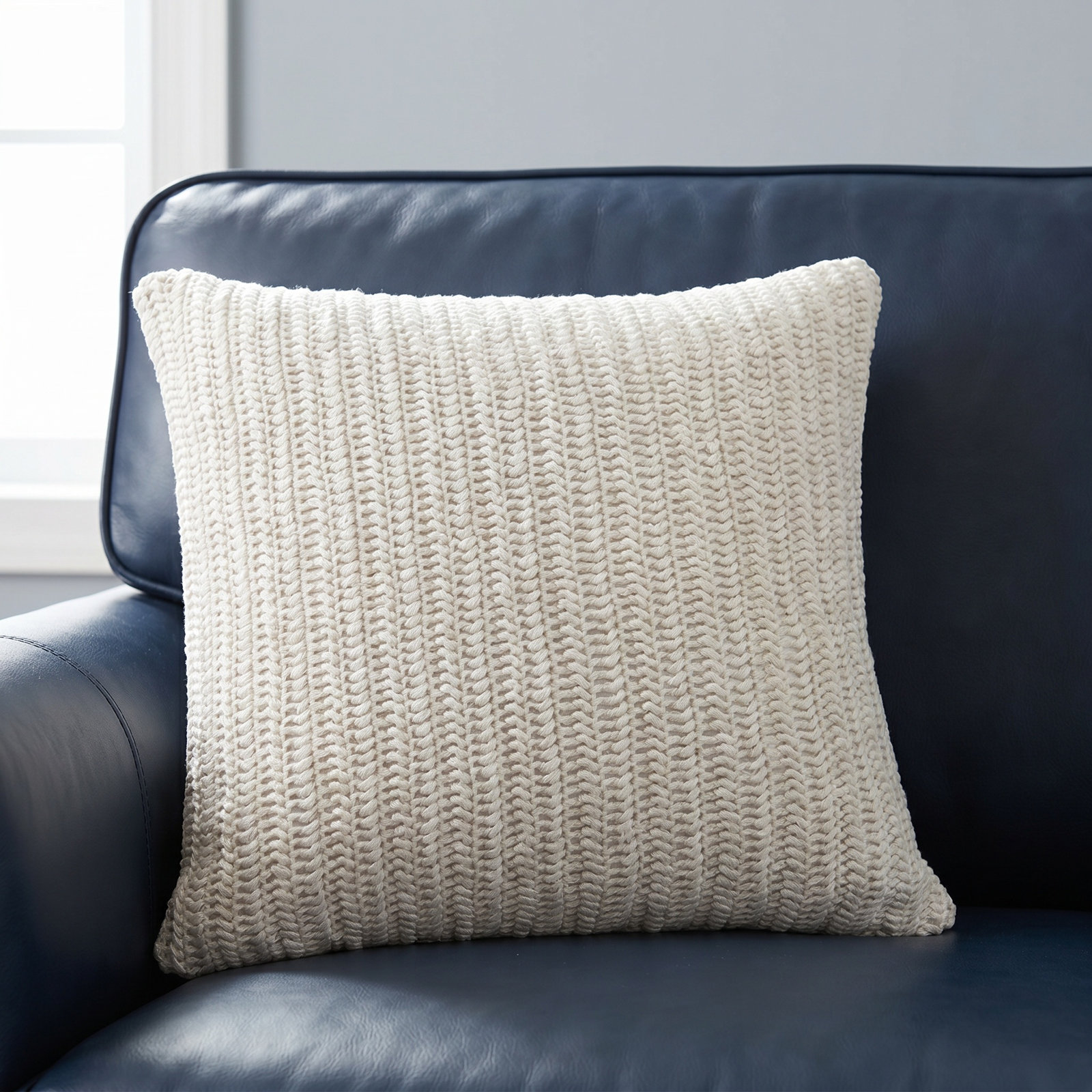 Rowan 22" x 22" Cotton Throw Pillow, Ivory