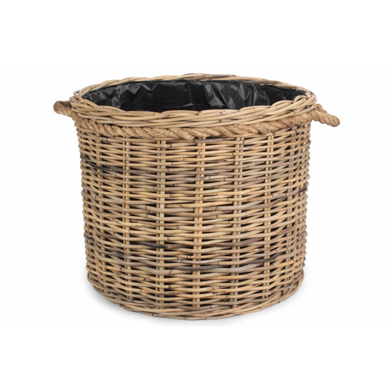 Rattan Planter Basket with Lining, 45cm H x 55cm W x 55cm D