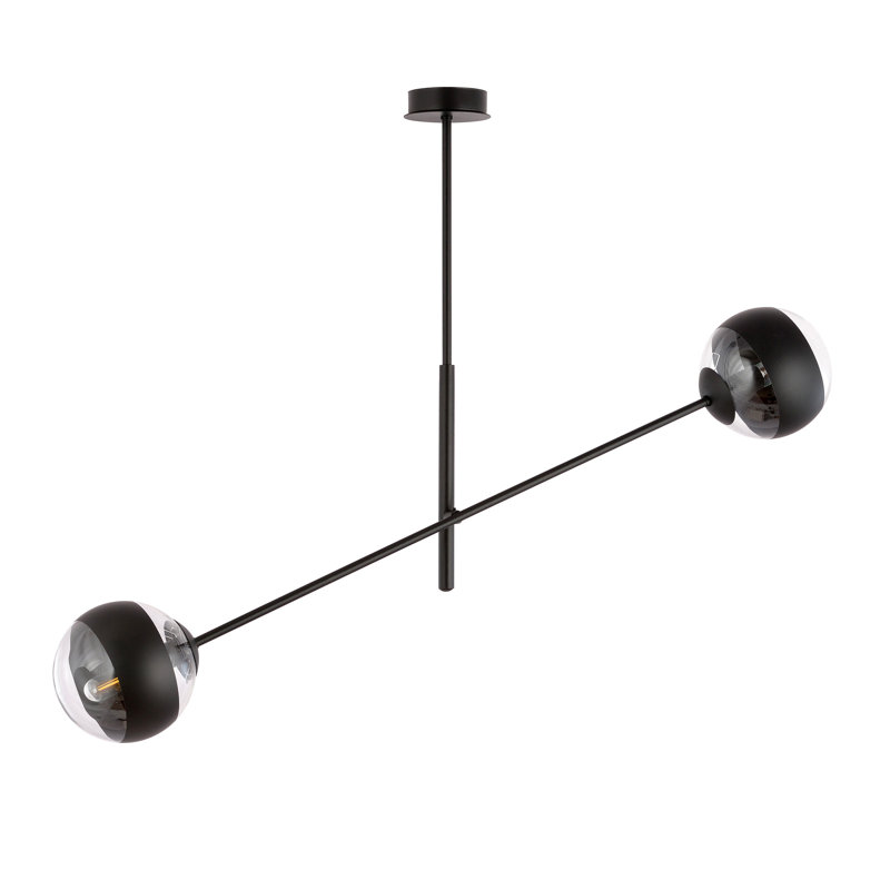 2-Light Sputnik Chandelier, Transparent/Black