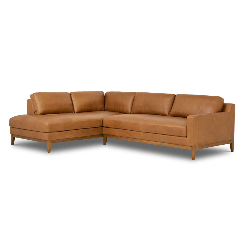 Canapé modulaire 115 po en cuir véritable italien brun clair Zyon, Face à la gauche