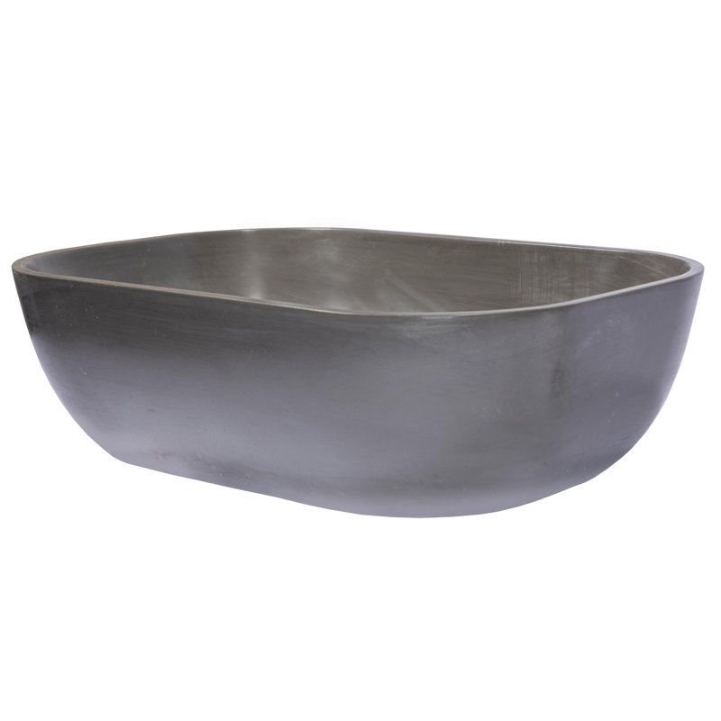 Concrete Rectangular Vessel Bathroom Sink, Charcoal