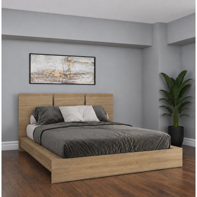 Zen Omega Bedroom - Platform Bed with Headboard – Easy Assembly, No Box Spring Required