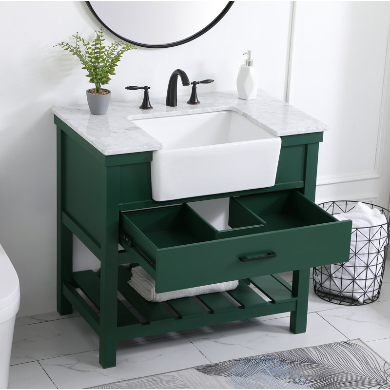Meuble-lavabo simple 36 po Pelaghia, Vert