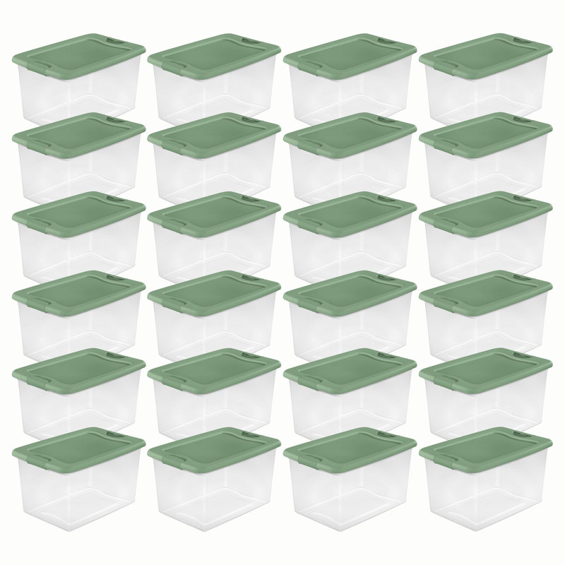 Sterilite Plastic Storage Bin, Crisp Green, 24-Pack