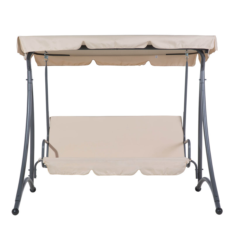 3 Person Porch Swing with Canopy, Beige