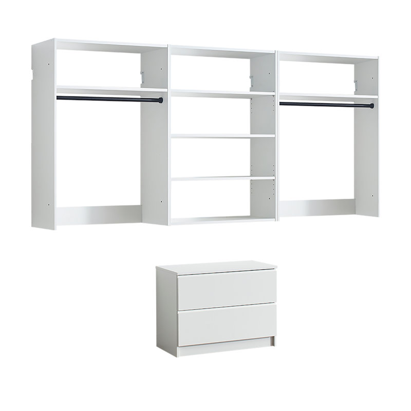 Devi Wall Mounted Wood Closet System, White