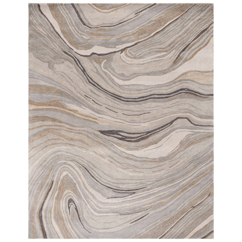 Olympia Soho Hand Tufted Wool/Cotton Abstract Rug in Beige/Gray, Rectangle 4' x 6'