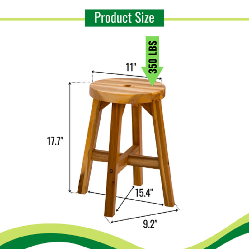 Tabouret de bar en bois massif 17,7 po