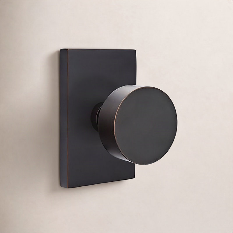 Privacy Door Knob with Rectangular Rosette, Oil Rubbed Bronze
