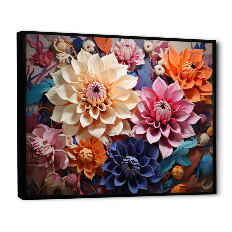 «Dahlia Dreams I» sur toile, Cadre flottant noir, H 12 po x l 20 po x P 1 po