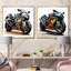 Orange et noir Sleek Speed Moto I - ensemble d'art mural toile sur toile 2 pièces-959830063-959830059