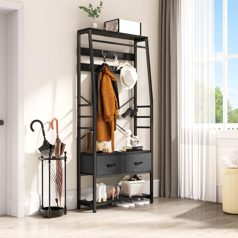Hall Tree 80cm Wide, Black/Dark Grey