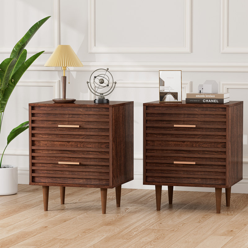 Jamyira 2-Drawer Manufactured Wood Nightstand, Natural Oak