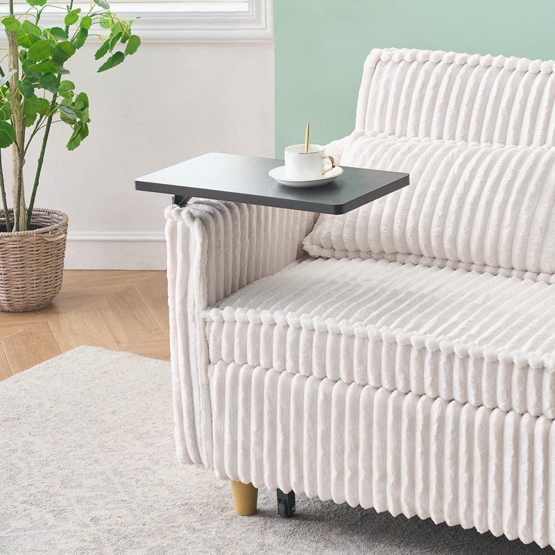 Versatile Transformable Sofa with Movable Tabletop and USB Ports for Relaxation, Beige