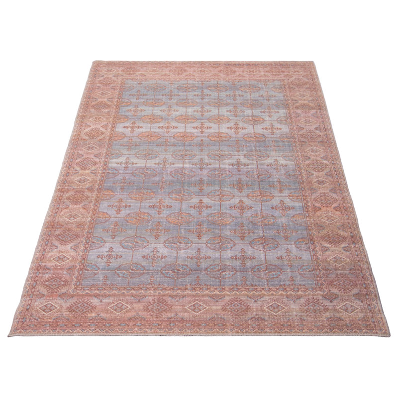 Tapis bleu à tissage plat Jaicen, Rectangle 7 pi 8 po x 10 pi