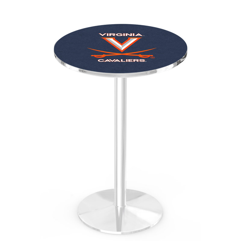Round Metal Base Dining Table, Chrome, University of Virginia