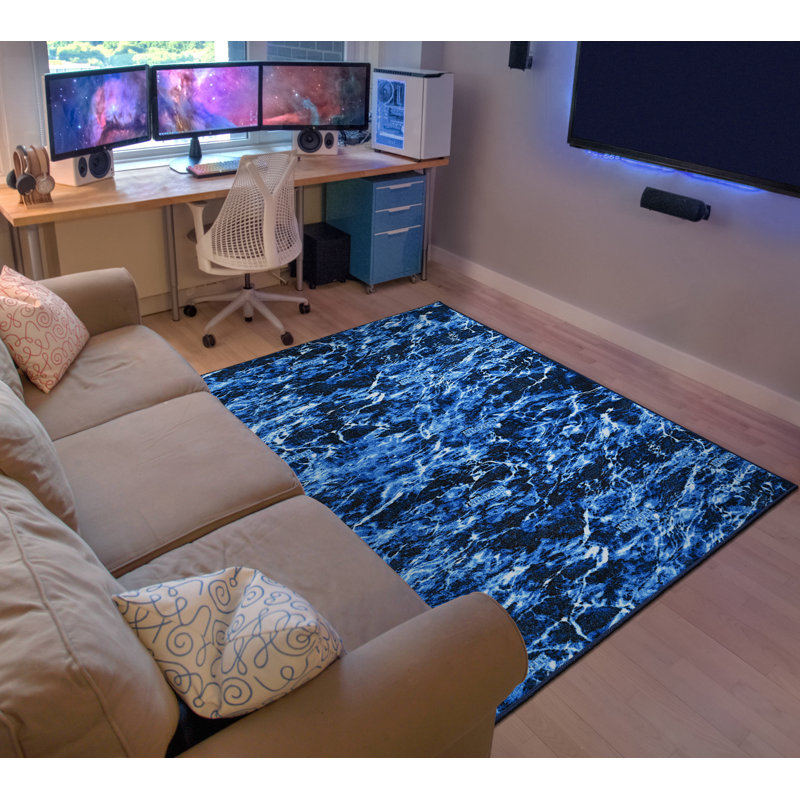 Mossy Oak Elements Aqua Camouflage Indoor Rug, Rectangle 4’ x 6’