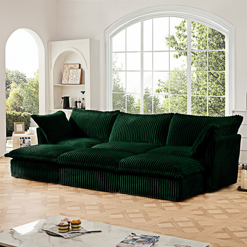Canapé rembourré avec repose-pieds, Vert