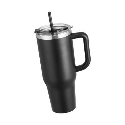 Bouteille isotherme 40 oz en acier inoxydable avec couvercle étanche et tasse à double paroi pour boissons chaudes et froides, noir