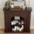 Nut-Brown Solid Wood Freestanding Fireplace