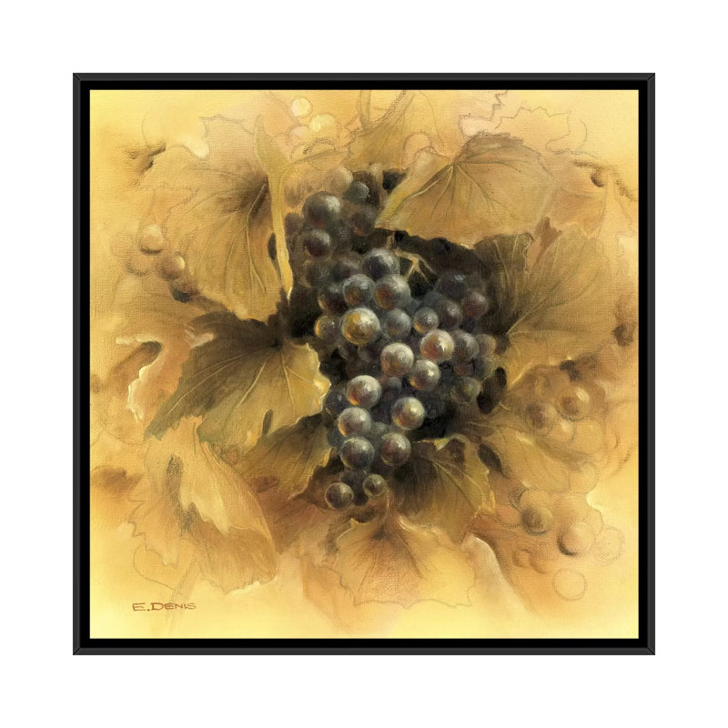 « raisins ii », impression sur toile, H 26 po x l 26 po x P 1,5 po, Toile avec cadre noir, Pas de tapis