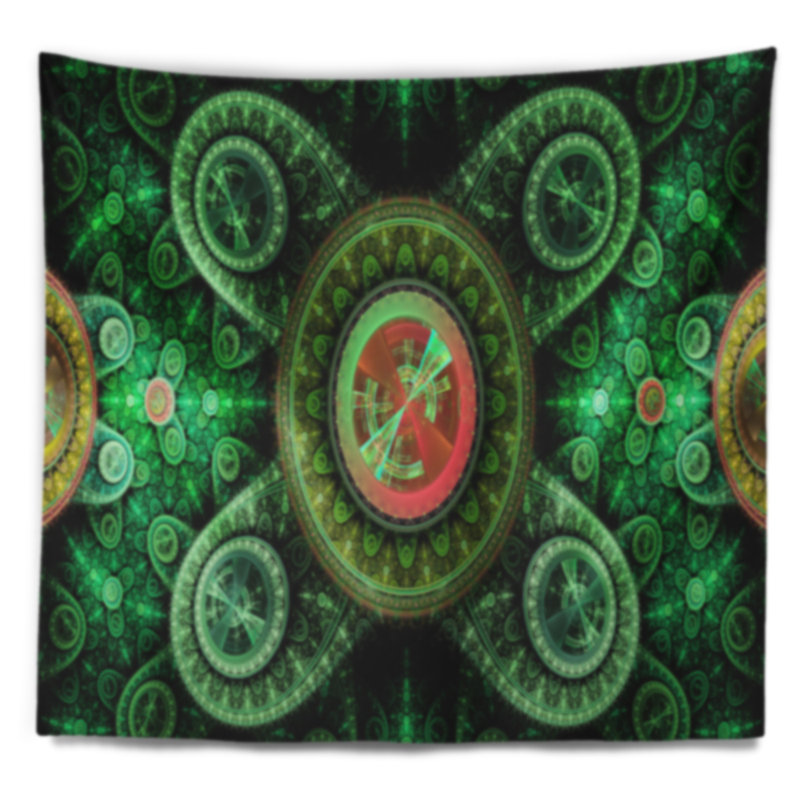 Tapisserie abstract green psychédélique relaxing art, H 78 po x l 92 po