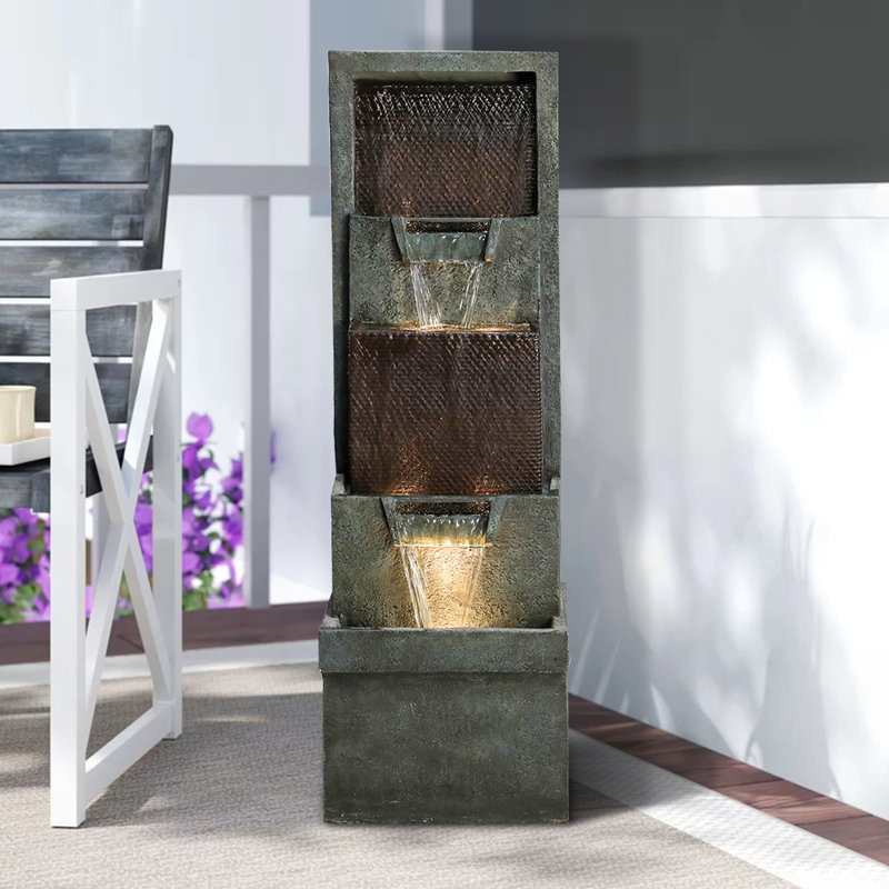 Caitline Handcrafted Indoor Outdoor Weather Resistant Fountain with Lights