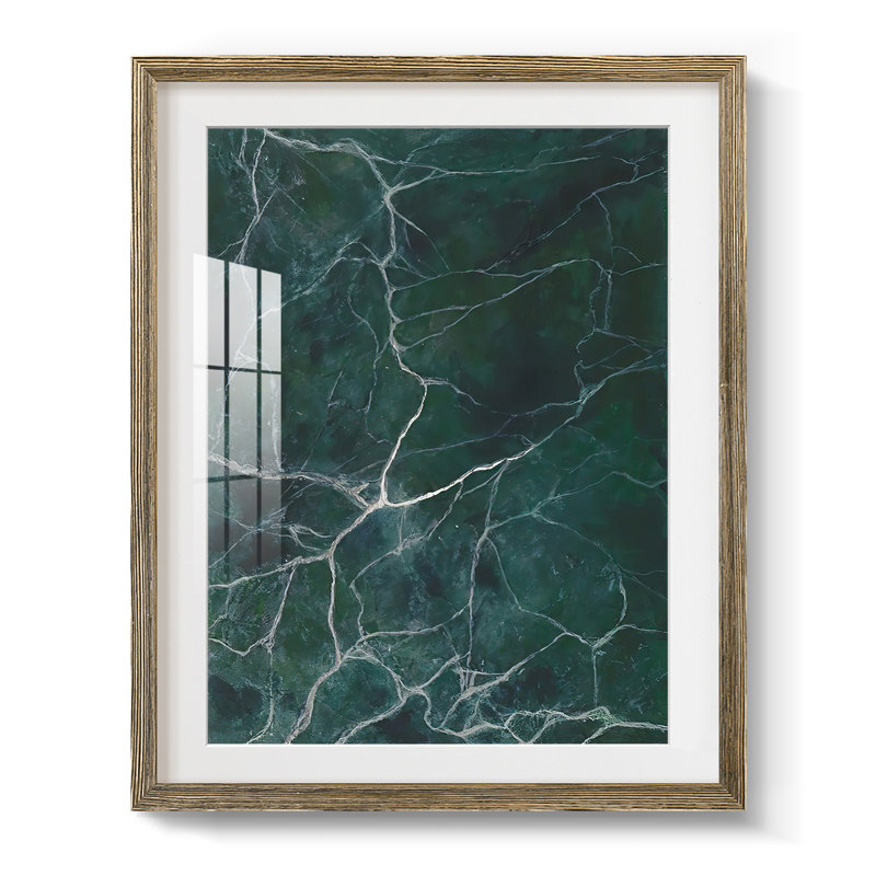 Jade marbre II, Blanc, Papier avec cadre noyer