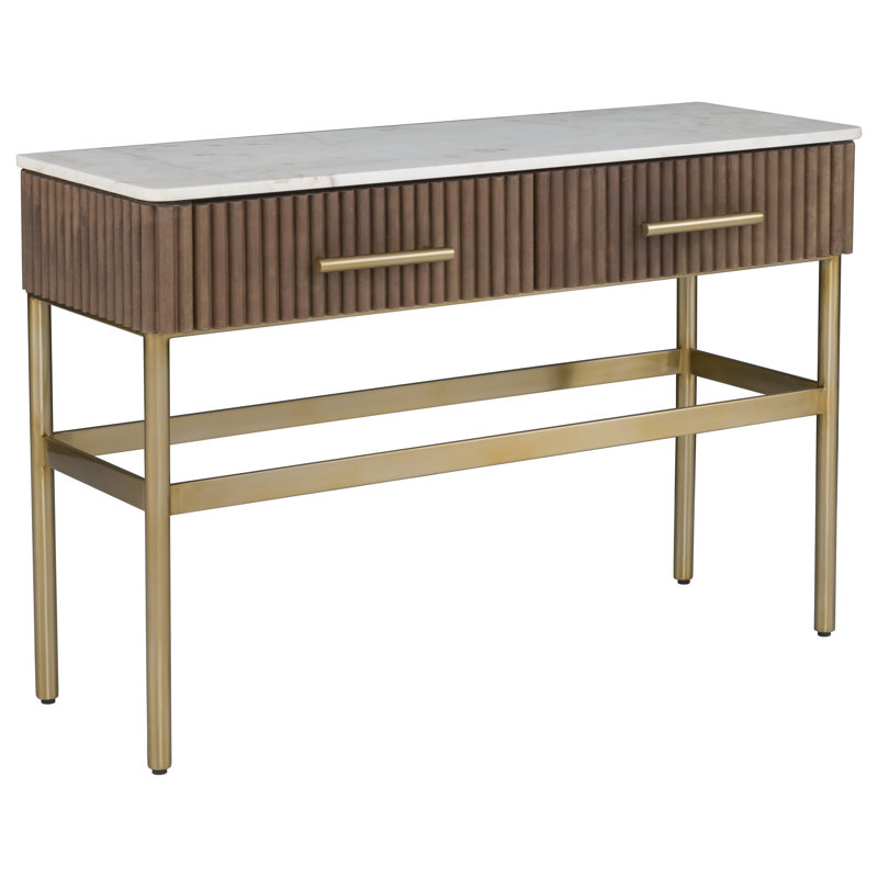 Two Drawer Rectangular Console, White