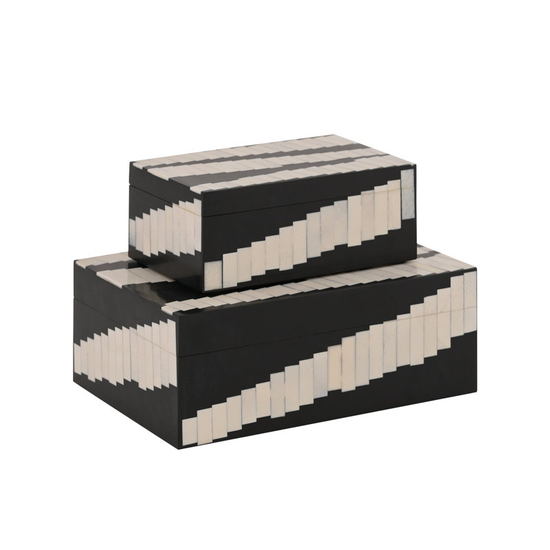 2 Piece Geometric Inlay Decorative Nesting Boxes