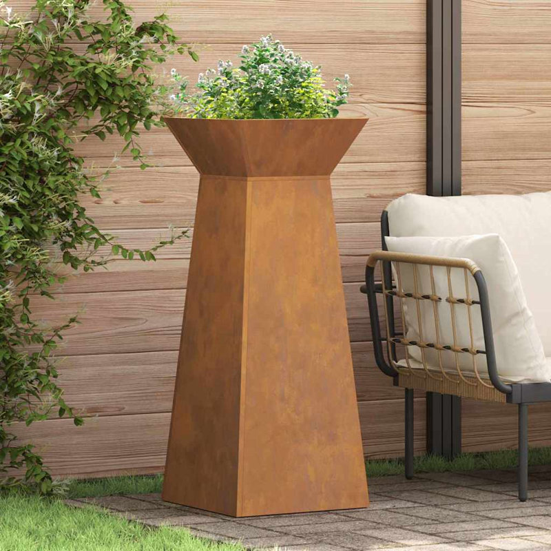 Pillar Planter Steel, 100cmH x 40cmW x 40cmD, Silver