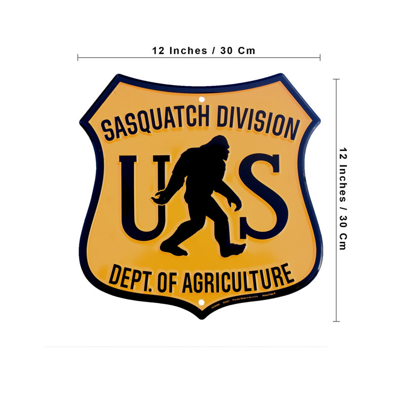 Sasquatch Division Bigfoot Metal Man Cave Mens Room Wall Sign Rustic Home Decor